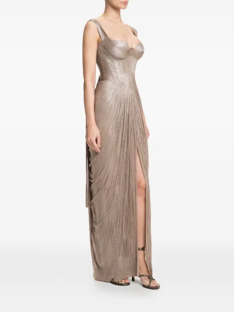 Maria Lucia Hohan Anais pleated lace-up maxi dress Neutrals ANAIS