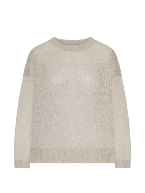 Brunello Cucinelli sparkling crew neck linen sweater Neutrals MDT746410C1600