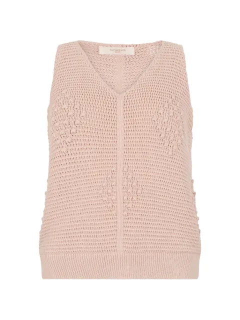 slowear crochet V-neck top Neutrals 850324ZA485