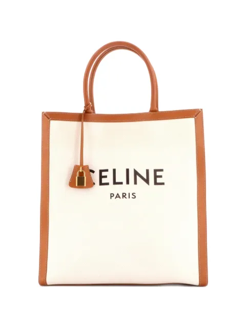 Celine Pre-Owned Vertical Cabas Canvas with Leather Large tote bag Neutrals VDKYOEPJKSNYWRS4