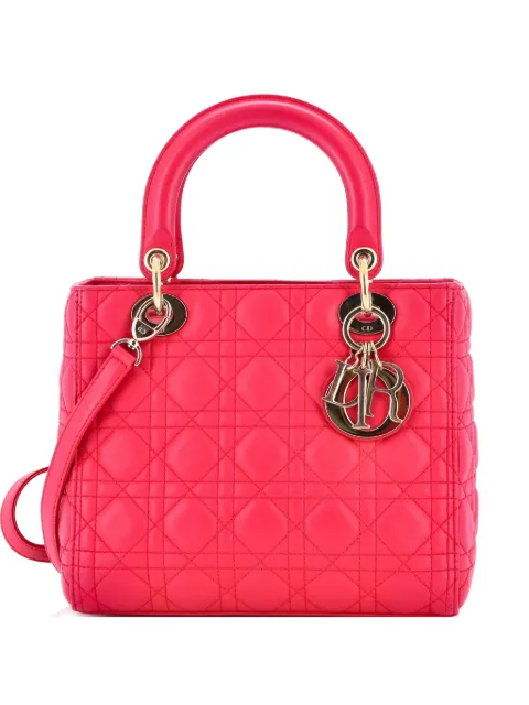 Christian Dior Pre-Owned Lady Dior Bag Cannage Quilt Lambskin Medium satchel Red K1YSHKMRDXX4ACQC