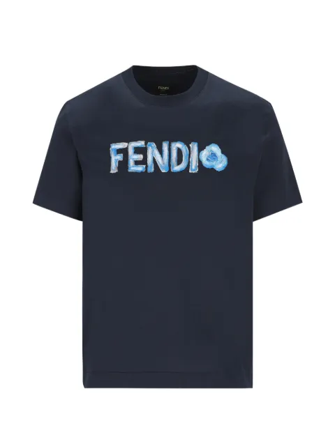 FENDI logo-print T-shirt Blue FY0936AYXV