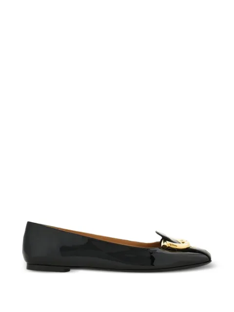 Ferragamo Gancini-buckle leather ballet flats Black 01K989001