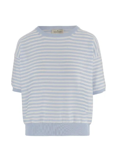 Bruno Manetti striped-pattern crew-neck sweater Blue R2N110123