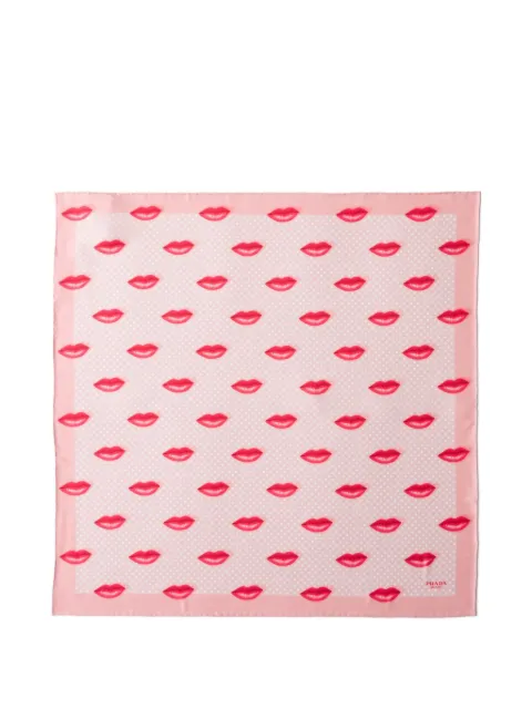 Prada printed silk twill scarf 55 x 55 Pink 1FF0042IG2