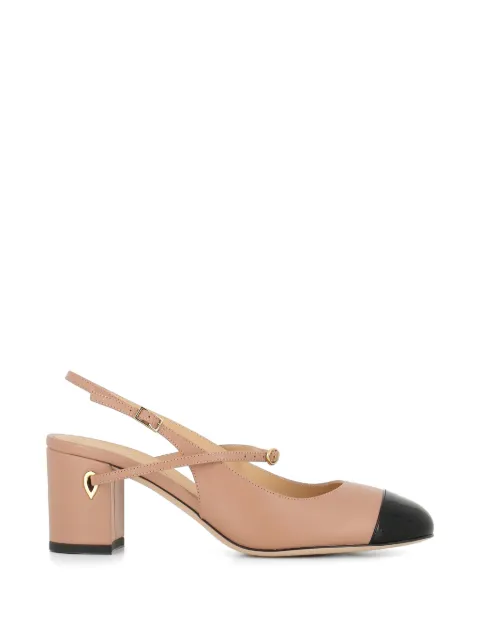 Jennifer Chamandi Mattia cross strap two-tone pumps Neutrals MATTIA65