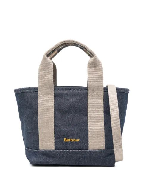 Barbour mini Mya tartan-detail denim tote bag Blue LBA0539