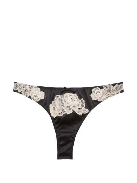 Fleur Du Mal Juliet floral lace thong Black PY05200100