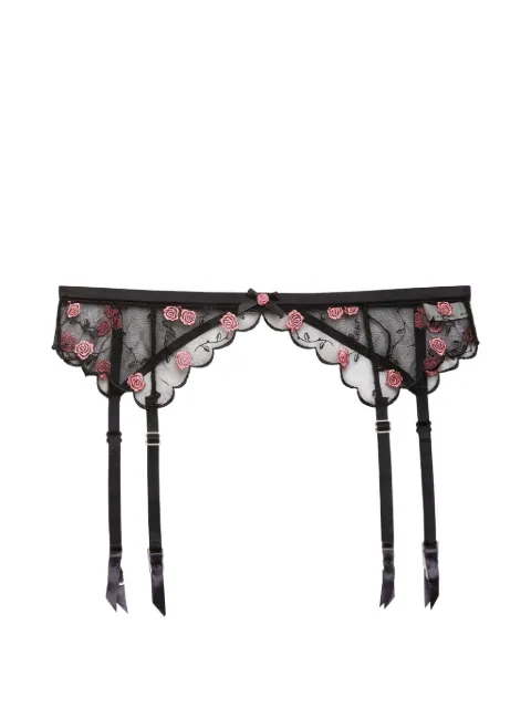 Fleur Du Mal Rose & Vine Embroidery garter belt Black GR00720100