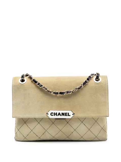CHANEL Pre-Owned 2016-2017 Quilted Suede Retro Label Flap shoulder bag Brown OBKY6WBJGTI2R3U0