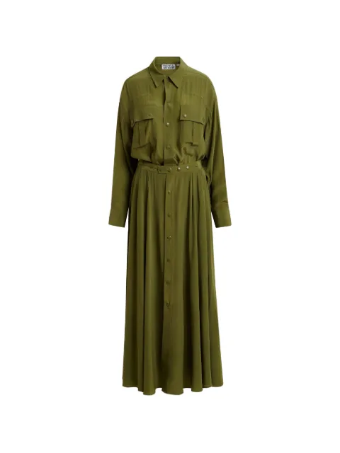 Essentiel Antwerp chest-pockets button-up maxi dress Green JEBBA