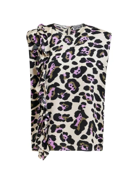 Essentiel Antwerp ruffle-detail leopard-print blouse Neutrals JOEY