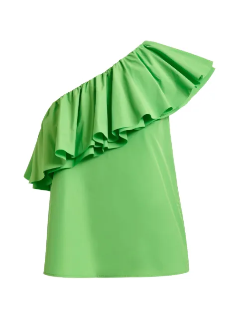 Essentiel Antwerp ruffled-detail asymmetric-neck blouse Green JILLIAN