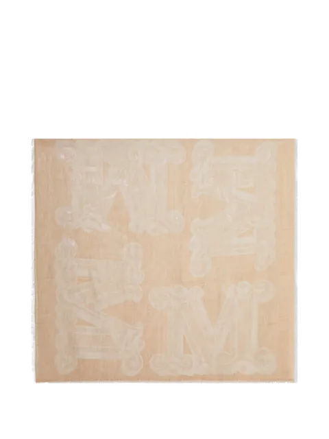 Max Mara monogram-pattern frayed scarf Neutrals 2614541032600