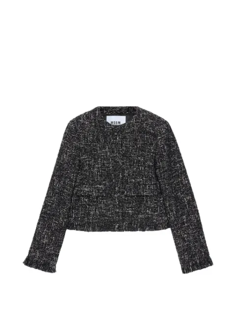 MSGM frayed bouclé jacket Black 3941MDG19257621