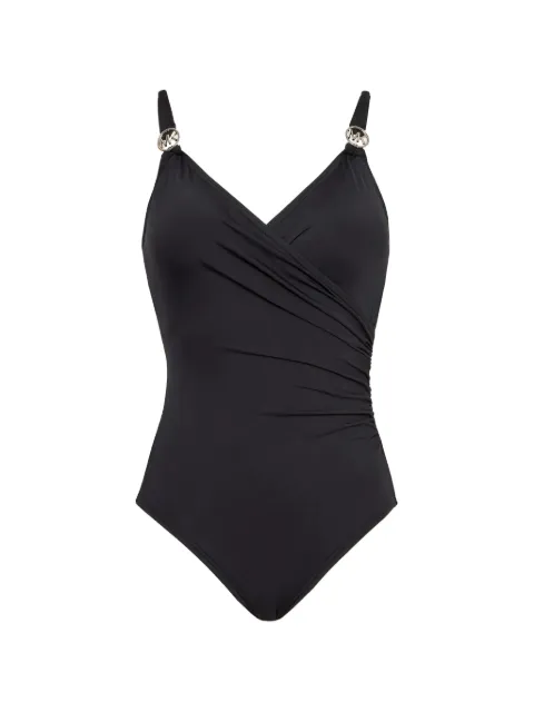 Michael Michael Kors logo V-neck swimsuit Black MM7M759