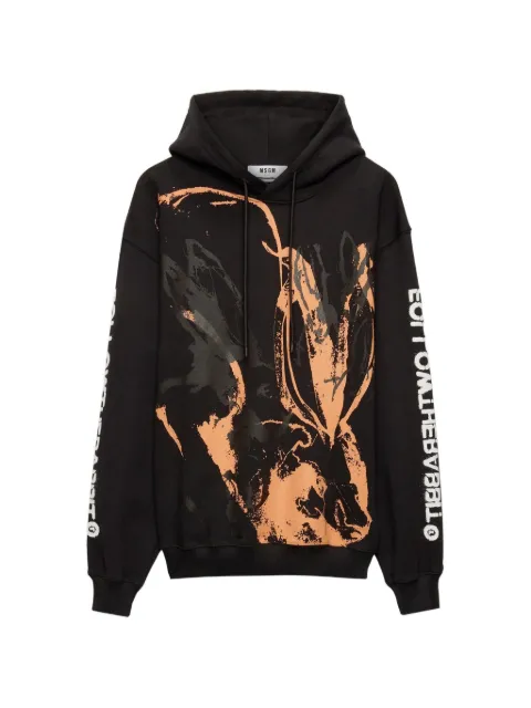 MSGM print long-sleeved hoodie Black 3940MM115257795