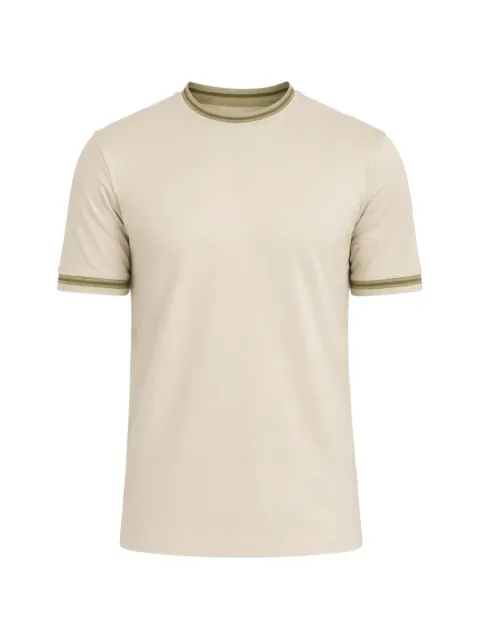 BOSS contrast-tipping slim-fit T-shirt in mercerised cotton Neutrals 50554536