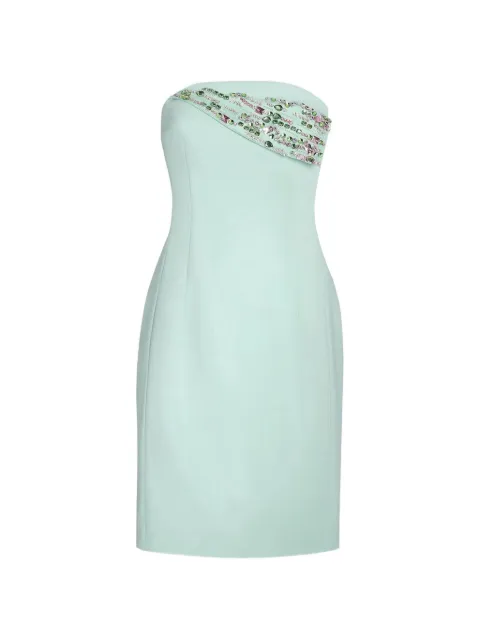 Genny embroidered-neckline cady mini dress Green 80AAO401N0714189