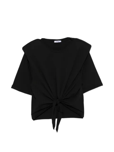 JIJIL JOLIE padded-shoulder tie-fastening T-shirt Neutrals JPE21TS2740JE0081