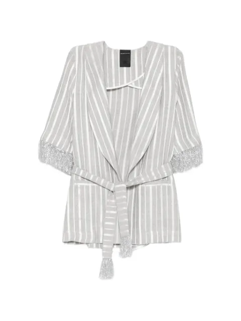 Marc Ellis striped fringe-trimmed jacket Grey WMEJK7958BIANCO