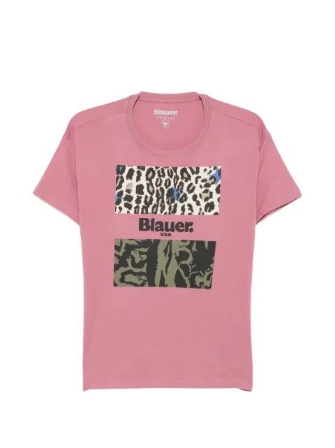 Blauer logo-print leopard-pattern T-shirt Pink 21SBLDH02137004547ROSA