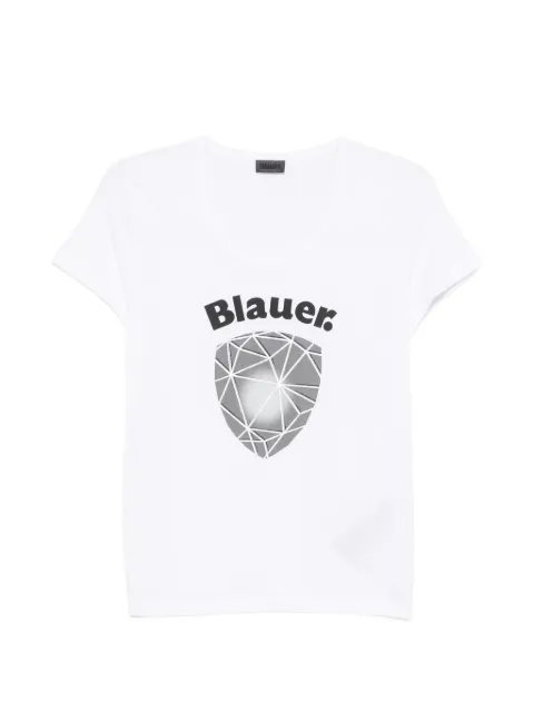 Blauer logo-print crew-neck T-shirt White 21SBLDH02399006006