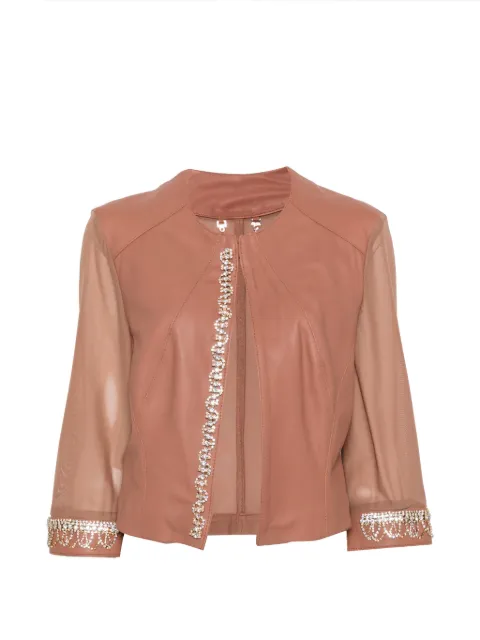TIMOTEA crystal-embellished mesh-panels jacket Neutrals VIRGA