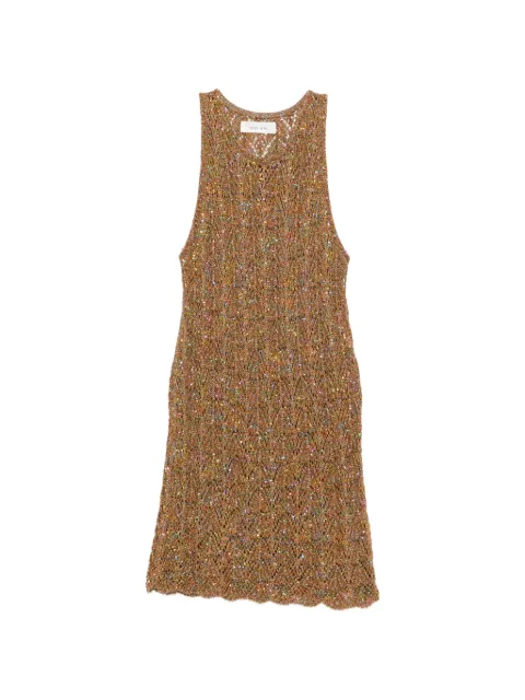 Circus Hotel sequin-embellished crochet-knit mini dress Brown H0SG21