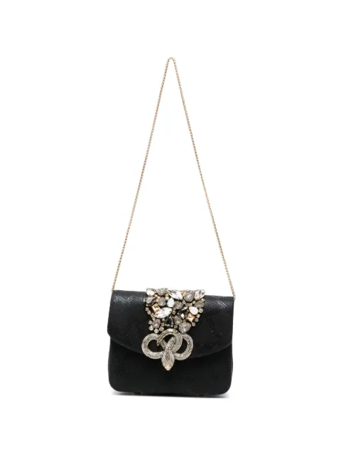 TWENTY FOURHAITCH mini crystal-embellished snakeskin-effect shoulder bag Black 71348LORO