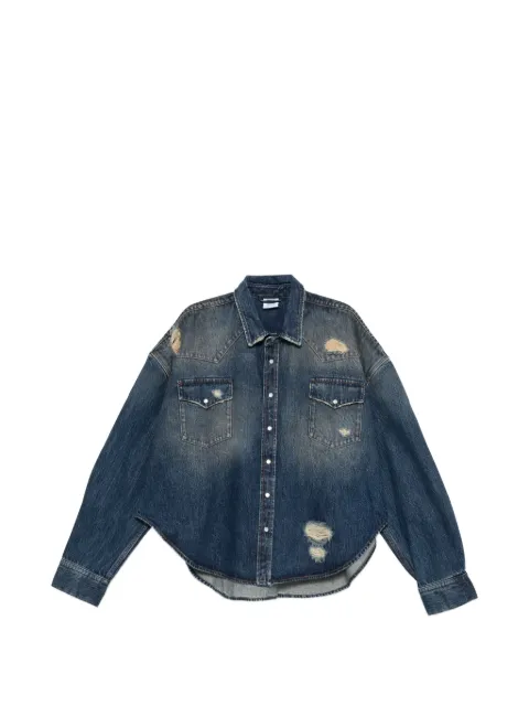 VETEMENTS distressed flap-pocket shirt Blue ME76DS071D