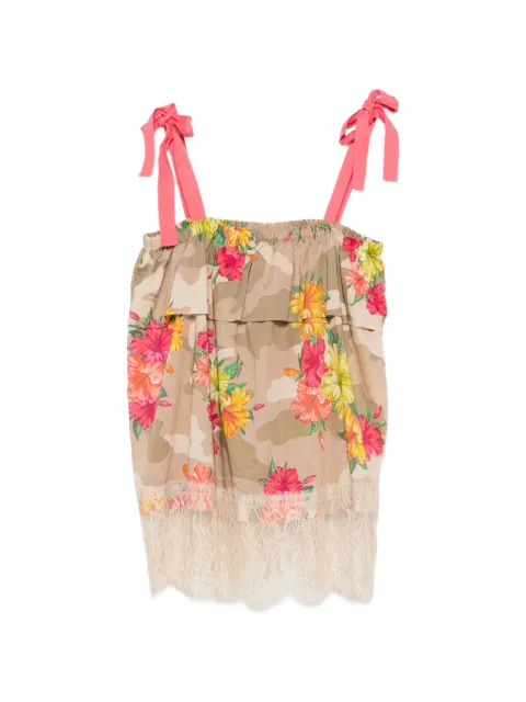 MY TWIN square-neck floral-print top Neutrals 201MT2383