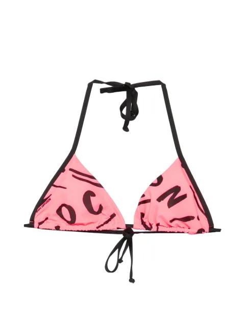 Moschino logo-print triangle bikini top Pink A57152106