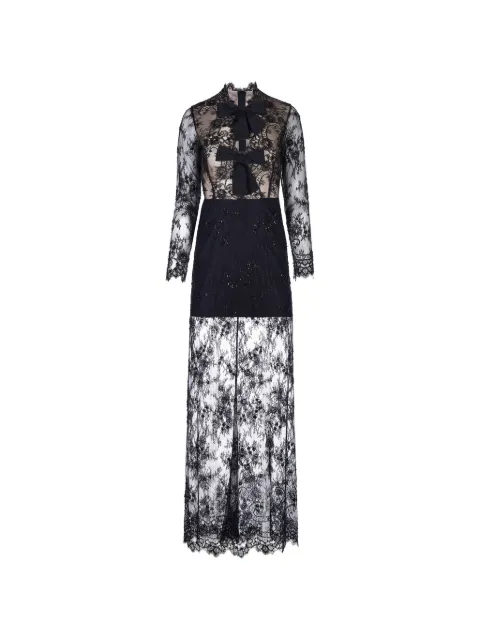 Mia Peculiar lace bow-embellishment maxi dress Black 04MPLD01