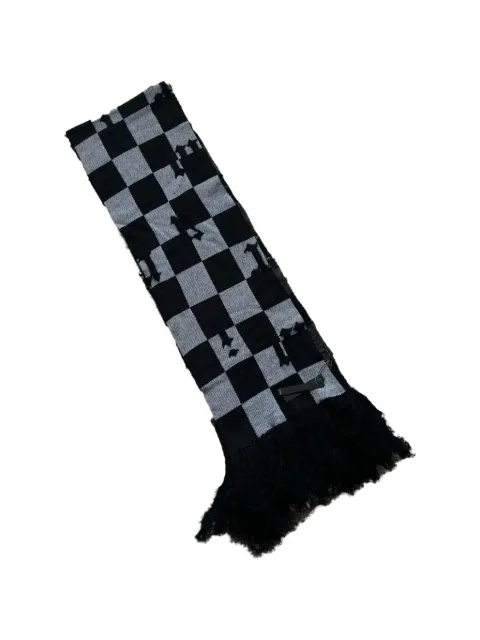 AMIRI check-pattern fringed scarf Black MSK003004