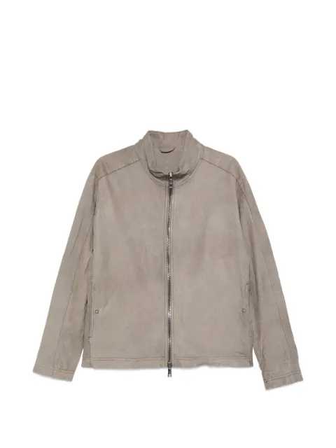 Giorgio Brato stand-up-collar leather jacket Grey GU26S9807VBRUSH