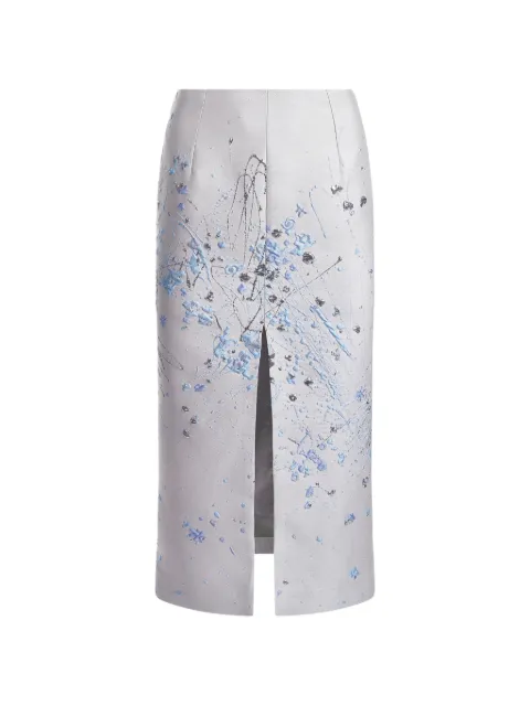 Mia Peculiar brocade split midi skirt Grey 04MPBS04