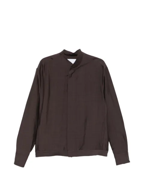 Costumein Base Otax buttoned collarless shirt Brown BASEBASEOTAX