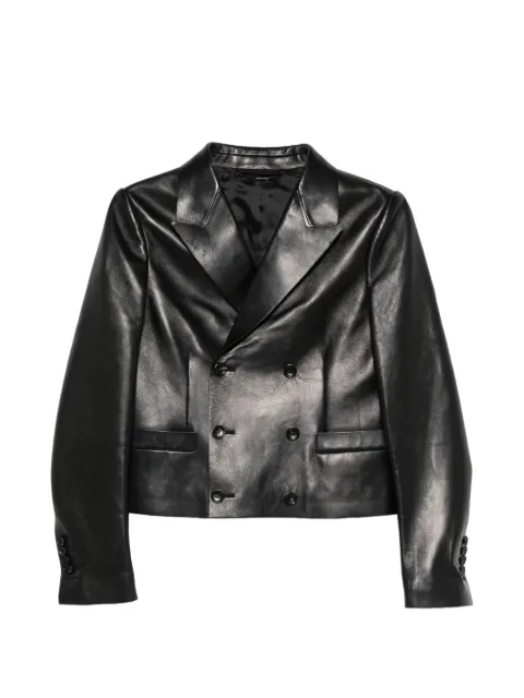 TOM FORD double-breasted leather jacket Black CSL791LEX373