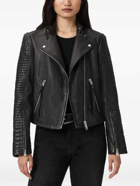 AllSaints Raul ribbed leather jacket Black W039LE
