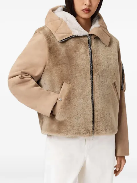 AllSaints Dexter collared shearling jacket Neutrals W062LD