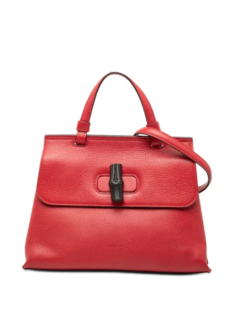 Gucci Pre-Owned 2000-2015 Small Leather Bamboo Daily satchel Red WGT0R5814YMJETKY