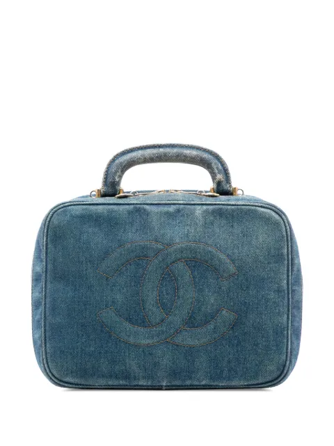 CHANEL Pre-Owned 1996-1997 CC Denim vanity bag Blue DBHLJWHXC4TFJJIR