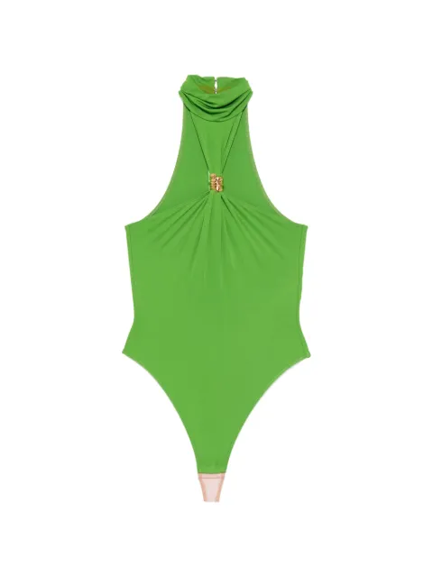 Elisabetta Franchi bodysuit in crêpe jersey fabric with jewel detail Green BO01761E2