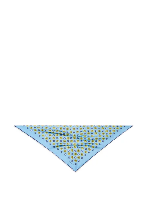 Tory Burch floral logo triangle scarf Blue 181363