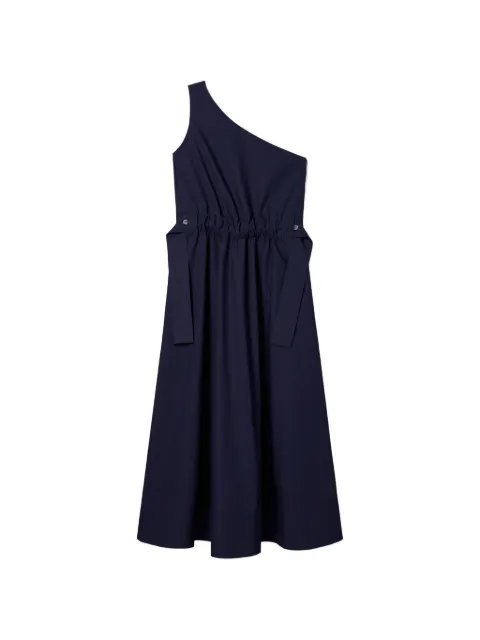 Tory Burch one-shoulder belted cotton dress Blue 181203