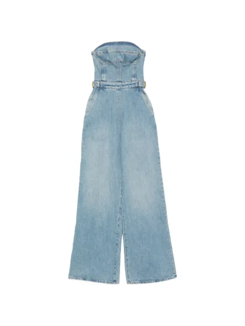 Elisabetta Franchi bustier denim jumpsuit with buckles Blue TJ46I61E2