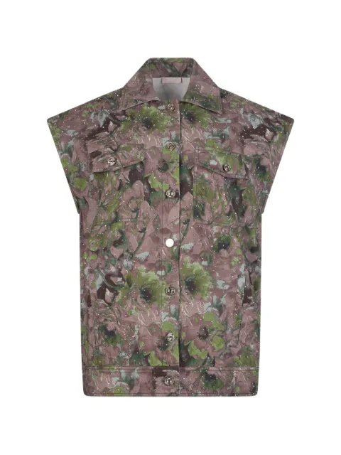 LIU JO printed chest-pocket vest Brown WA6341T433AP9360