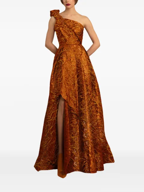 Gemy Maalouf one-shoulder draped maxi dress Orange GMW236788LD