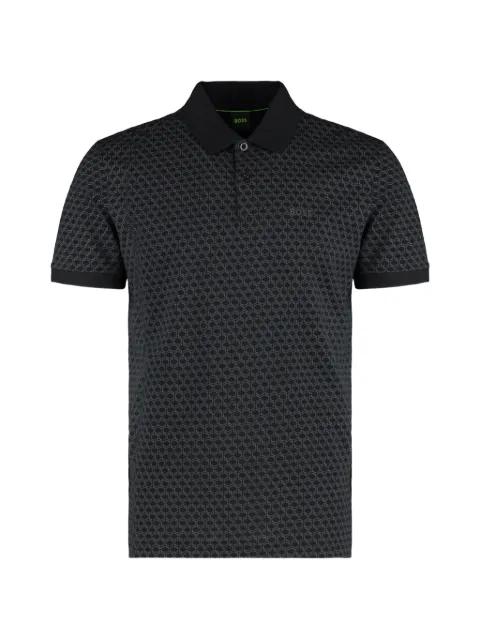 BOSS printed polo shirt in cotton piqué Black 50554591
